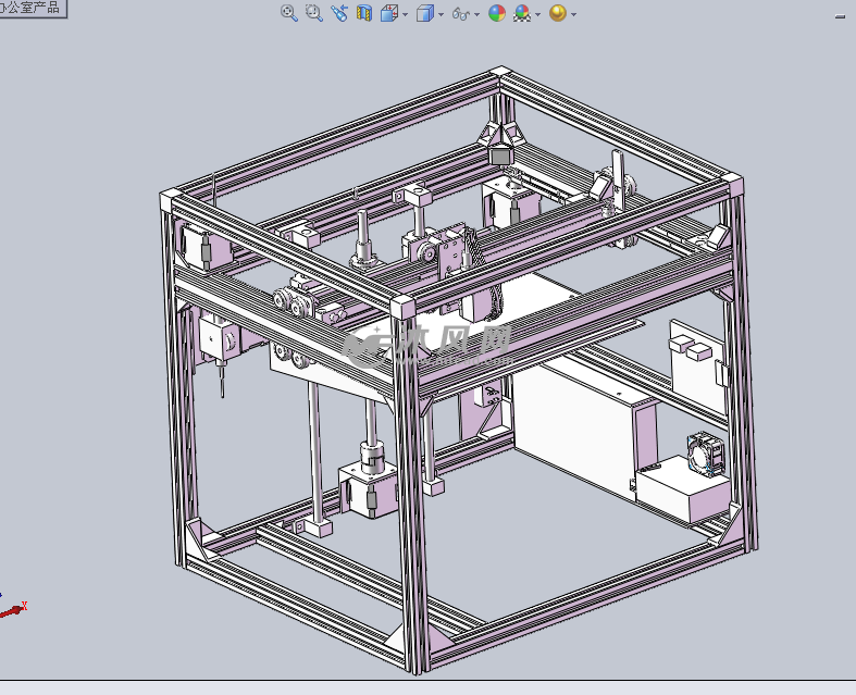 3d打印机机械结构框架设计模型轴视图