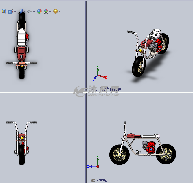 自行车改造的摩托车设计模型三视图