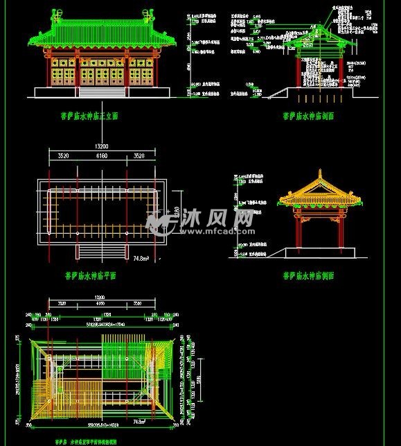 古建戏台和钟楼cad施工图 - 景观及古建筑图纸 - 沐风
