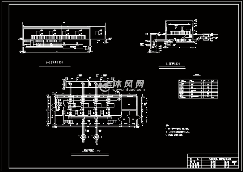 二级泵房平,剖面图及高程图