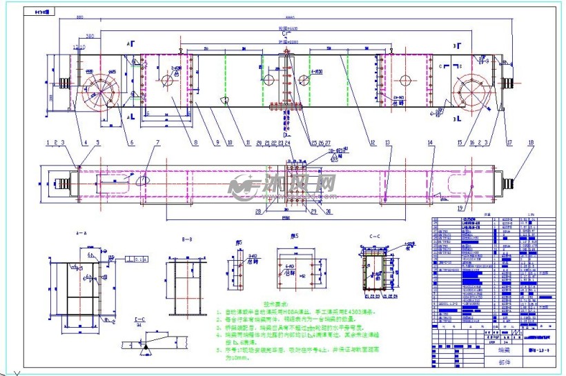 某企业电动葫芦双梁桥式起重机详图