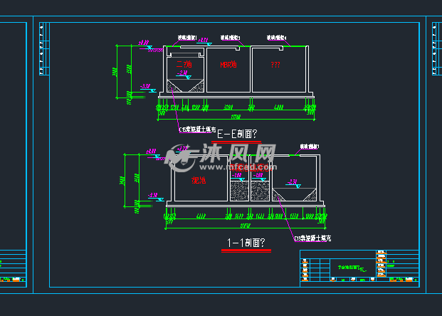 污水厂池体土建施工图 - 环保图纸 - 沐风网