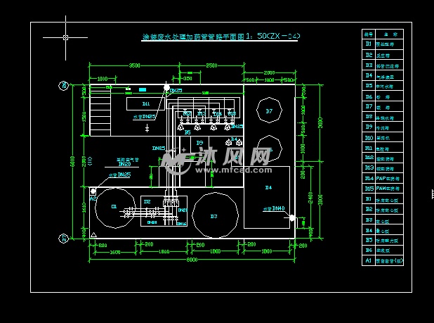涂装废水处理cad设计图