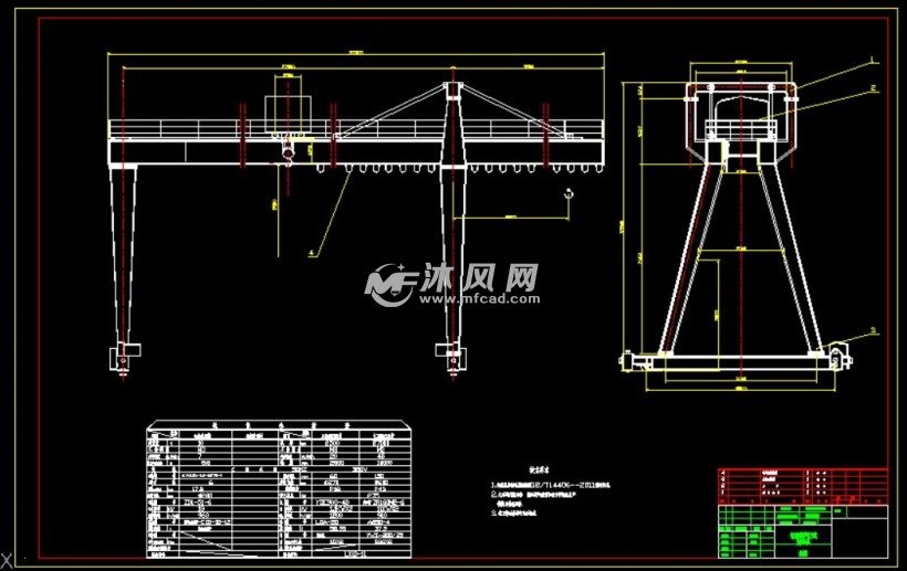 葫芦双梁门式起重机制作图纸