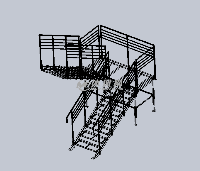 钢结构的z字形楼梯设计模型