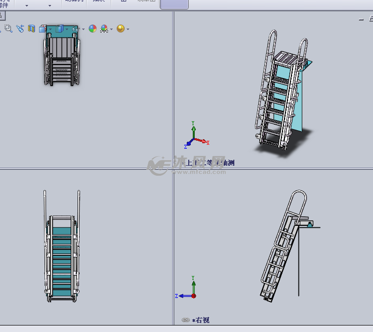 折叠型楼梯设计模型三视图