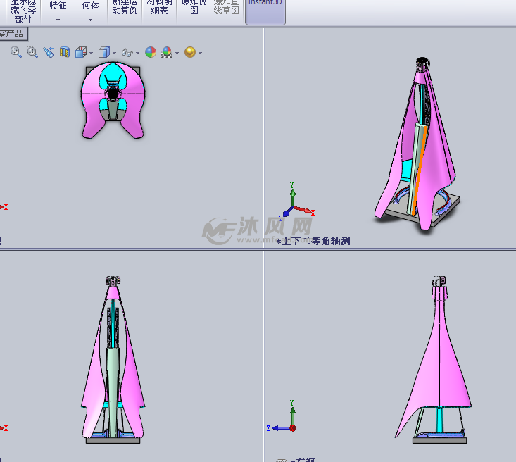 立体空间建筑物设计模型三视图