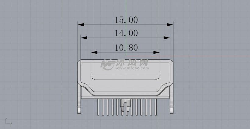 hdmi 视频接口 3d模型尺寸图