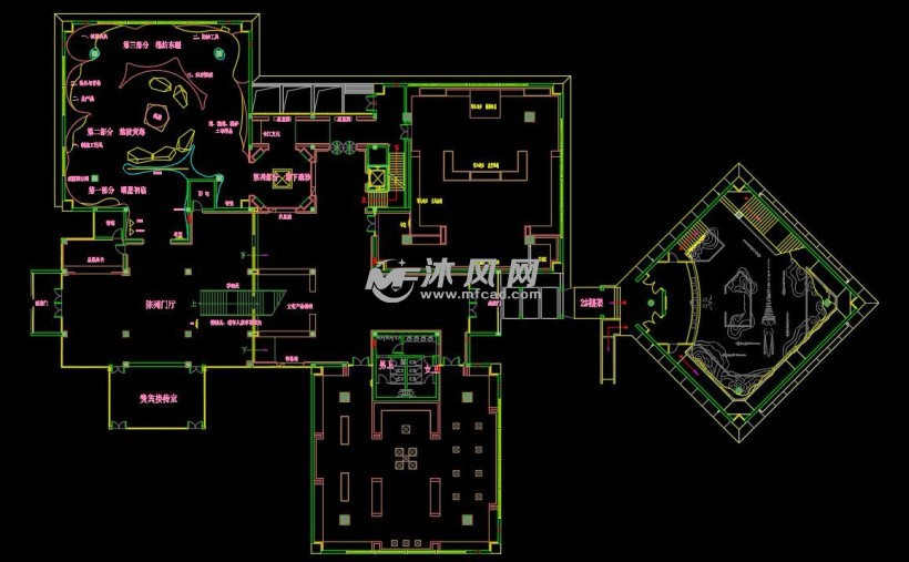 创意展厅cad施工图 效果图 - cad建筑图纸 - 沐风网