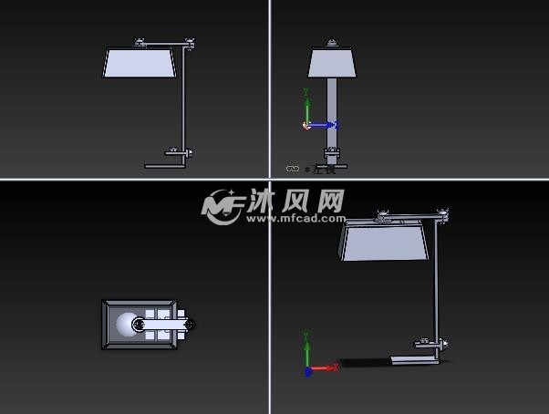 木制台灯模型三视图
