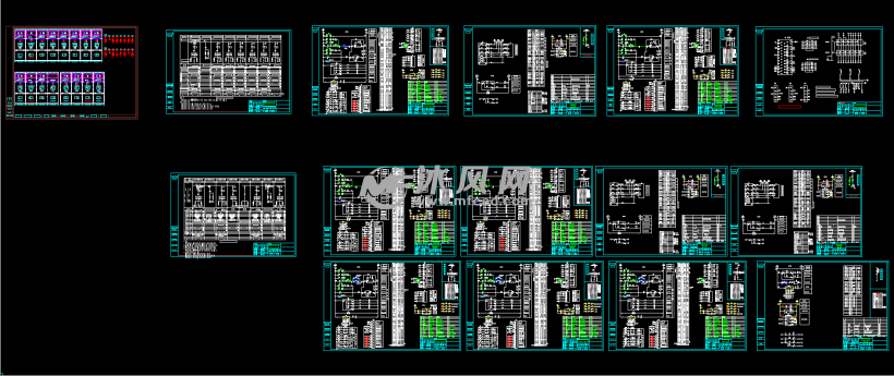 cad建筑图纸 电气工程 电气原理 化工厂16台kyn28-12一次图 接线原理