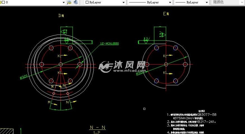 偏心轴加工详图 - 轴及轴承图纸 - 沐风网