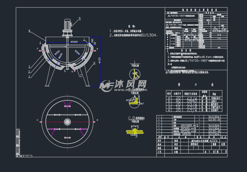 400l夹层锅各型号(12种)