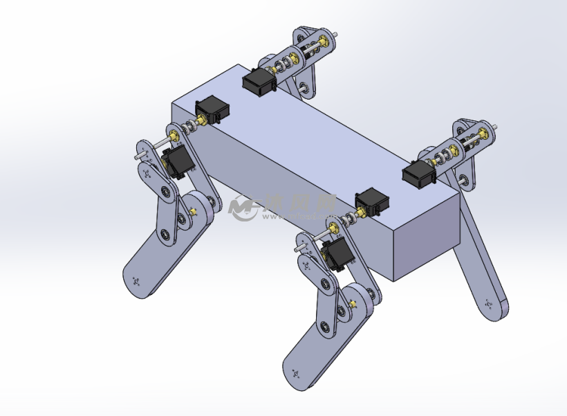 简易四足机器狗 - 机器人模型图纸 - 沐风网