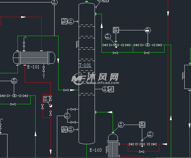 苯氯苯分离精馏工段pid图