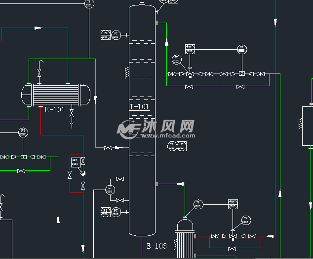 苯-氯苯分离精馏工段pid图