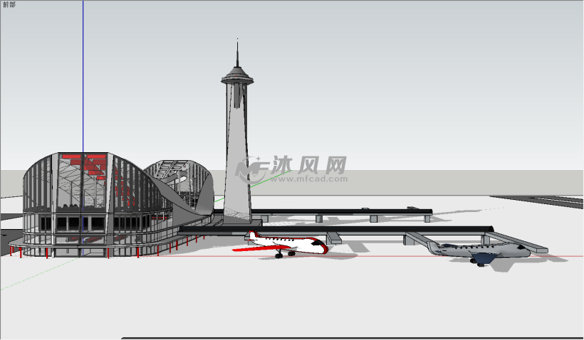 某市飞机场及航站楼景观 - 建筑模型图纸 - 沐风网