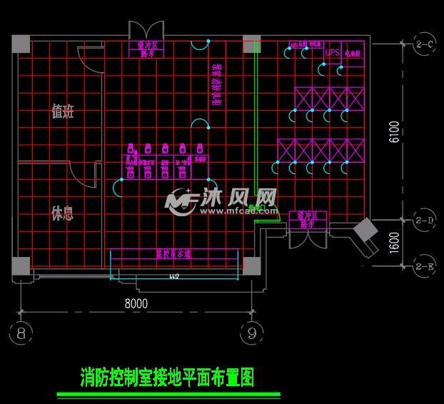 消防控制室接地平面布置图