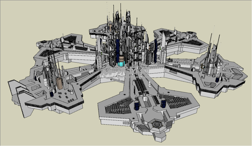 科幻电影未来的太空城 - 建筑模型图纸 - 沐风网