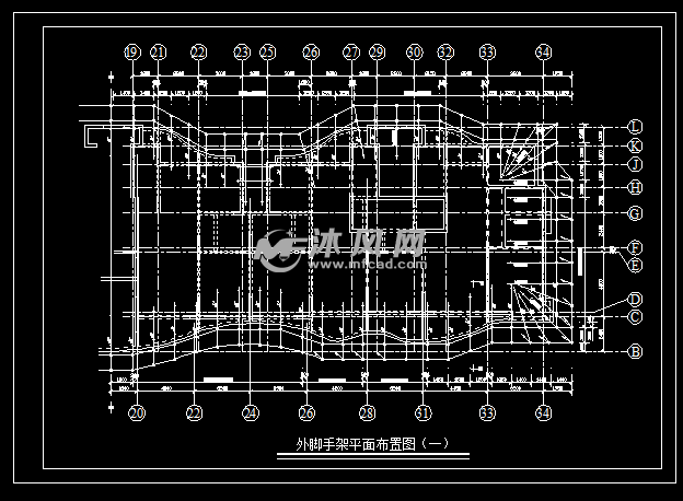 外脚手架安装平面布置图 - 建筑模型图纸 - 沐风网