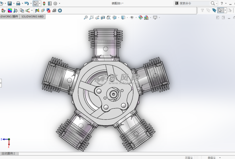 solidworks的星型发动机模型