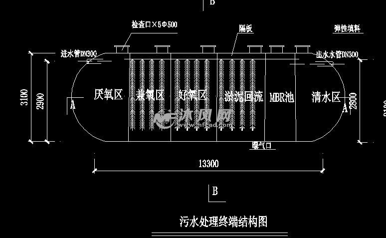 400吨mbr一体化污水处理设备流程图 - 环保图纸 - 沐风网