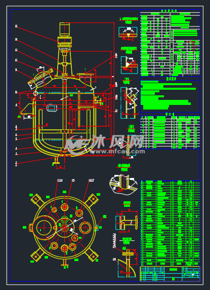 2000l反应釜装配图 - 反应压力容器图纸 - 沐风网