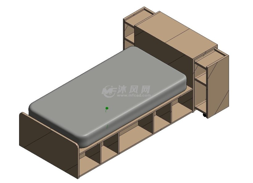 单人床右透视图