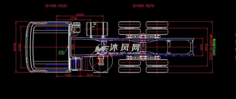 双桥载重车整体结构外形图