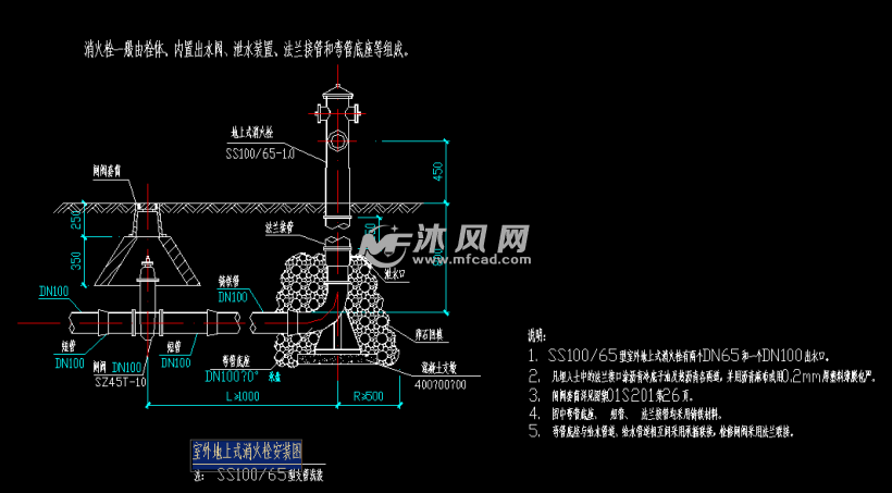 室外地上式消火栓安装图