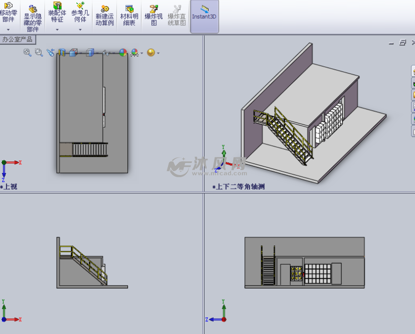 钢结构的楼梯(楼房)设计模型三视图