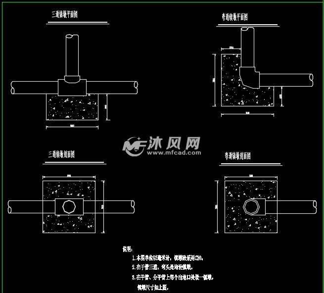 三通镇墩平面图