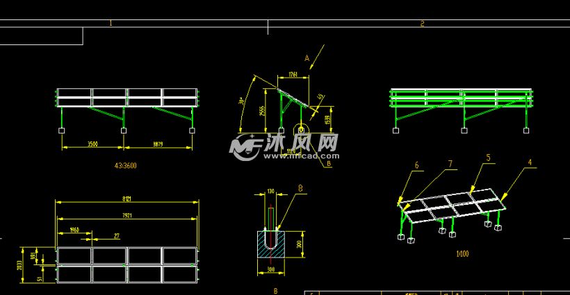 25kw光伏支架项目施工图 - 零部件模型图纸 - 沐风网