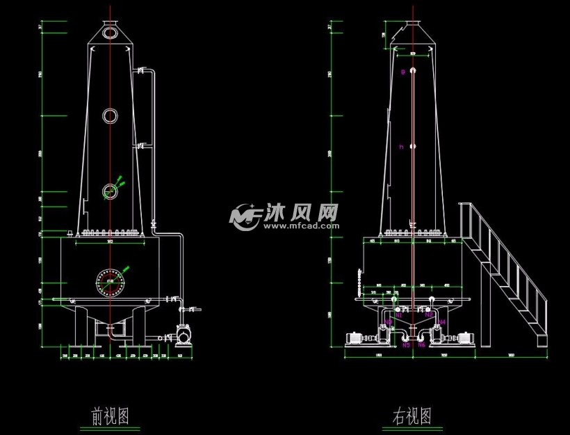 喷淋塔三视图