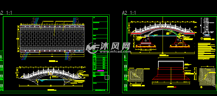 四套景观石拱桥施工图 公路桥梁图图纸 沐风网