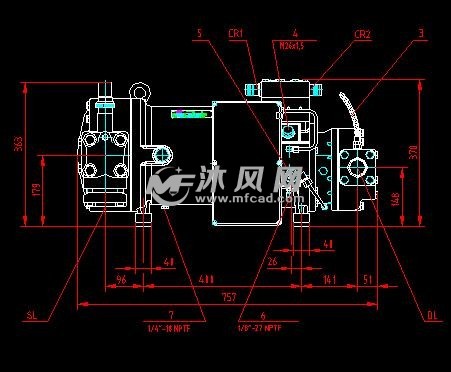 半封闭式螺杆空压机外形尺寸图 - 排风设备图纸