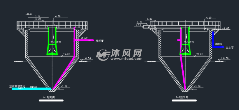 竖流沉淀池设计 - 污水处理设备图纸 - 沐风网