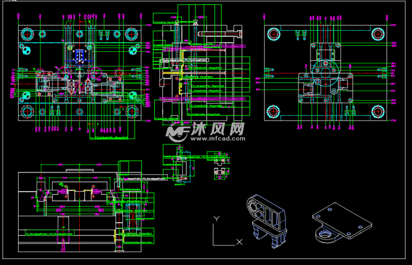 塑料固定件注塑模具结构图