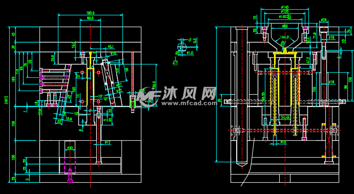 拖把手柄超长抽芯注塑模具结构图