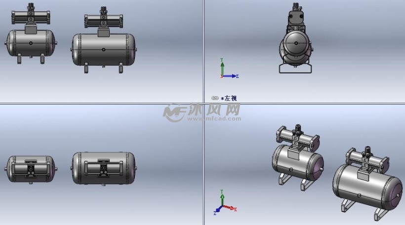 两款mvbat增压器附储气筒三视图