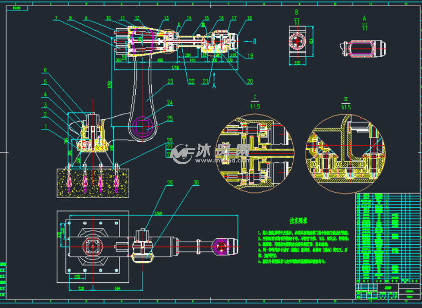 六轴工业机器人cad - 机器人模型图纸 - 沐风网