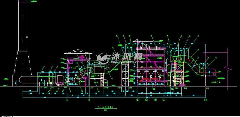 电厂除尘 立面总体布置图