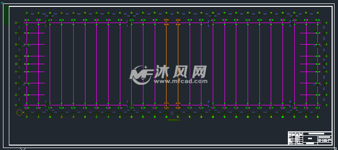 露天煤矿储煤棚桩基平面布置详图与立面图