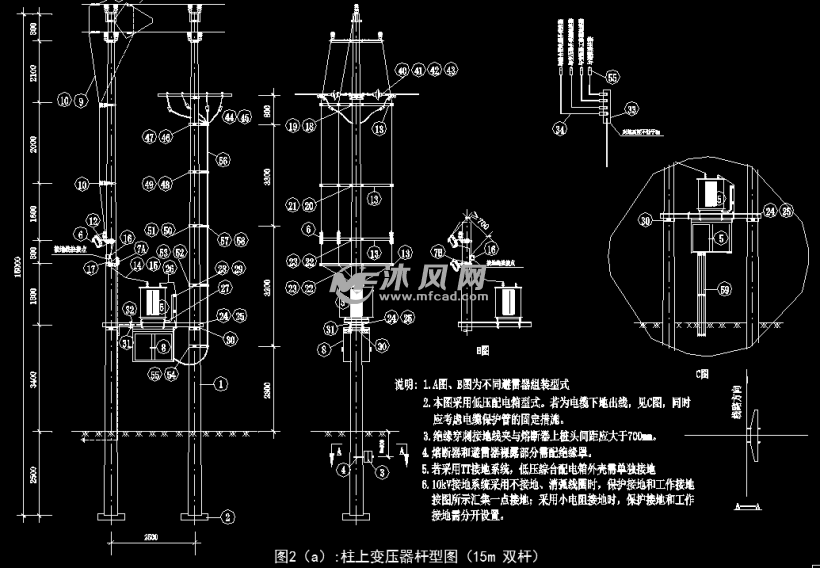 柱上变压器杆型图