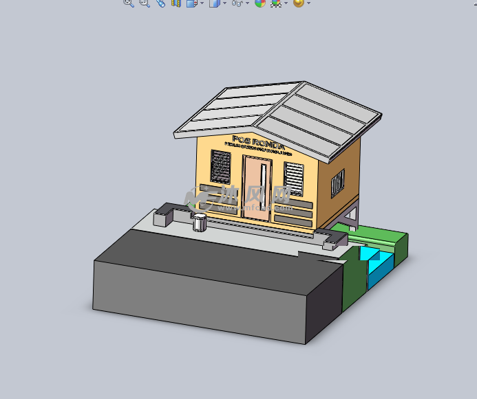 小房屋流水设计模型 - 建筑模型图纸 - 沐风网