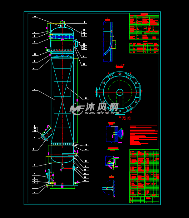 水吸收二氧化硫填料塔cad图纸