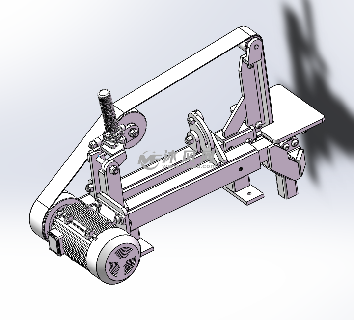 倾斜式砂带机设计模型 - 机械加工图纸 - 沐风网