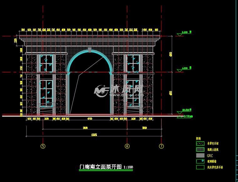 某电影院玻璃幕平立面cad图纸