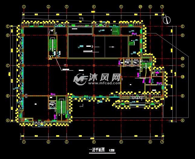 某电影院玻璃幕平立面cad图纸