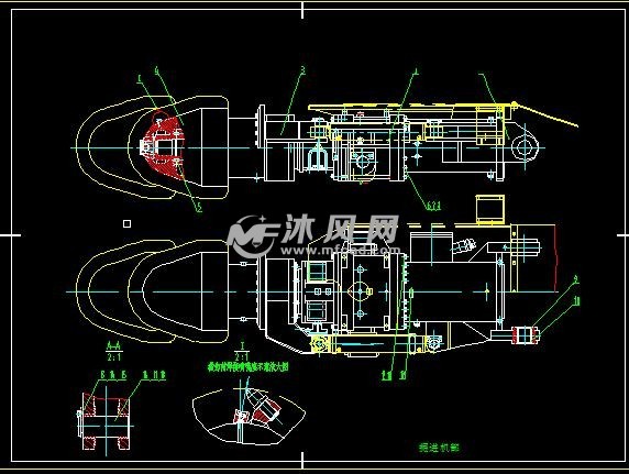 一体式液压采掘车(履带行走)总图及各部结